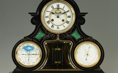 A LATE 19TH CENTURY PERPETUAL CALENDAR BLACK MARBLE AND