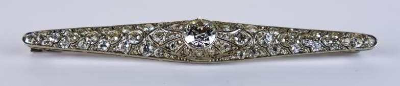 A Late 19th/Early 20th Century Diamond Brooch, platinum set...
