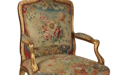 A Louis XV style needlepoint upholstered fauteuil
