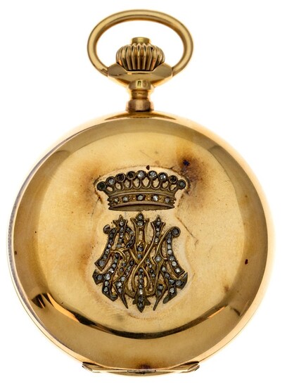 A Magnificent Gold Full Hunter Pocket Watch by International Watch Company White enamel dial wi...