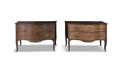 *A PAIR OF GEORGE III MAHOGANY, ROSEWOOD BANDED AND BOXWOOD LINE INLAID...