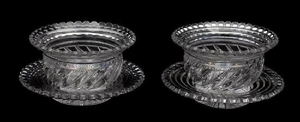 A Pair of Georgian Cut Glass Bowls with Underplates