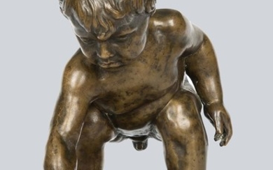 A Patinated Bronze Figure of Playing Boy by August Kraus(1868-1934), Germany 1906.