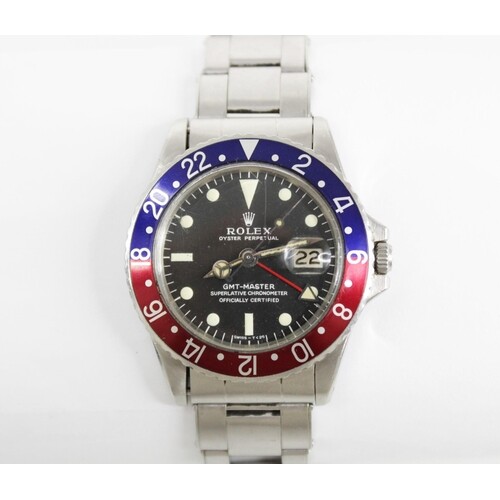 A Rolex Oyster Perpetual Date GMT Master stainless steel chr...