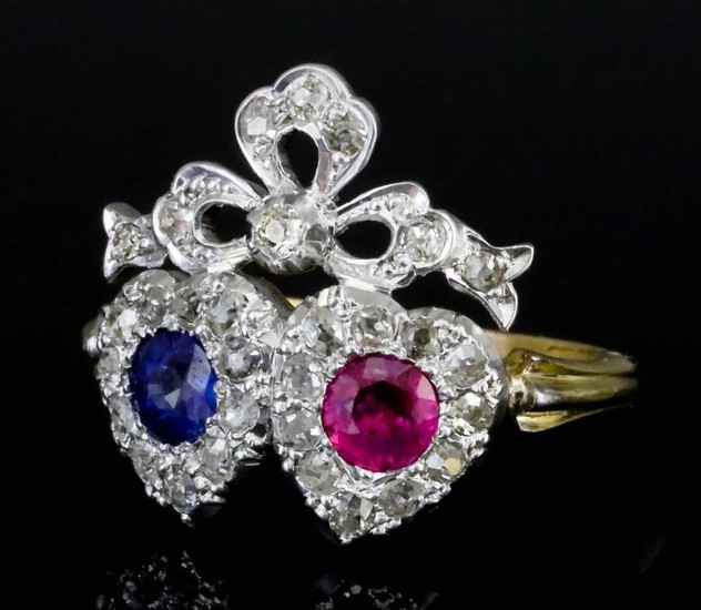 A Sapphire, Ruby and Diamond Ring, 20th Century, in...