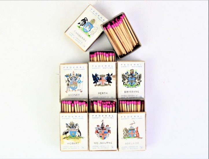 A Set of Australian Federal Matchboxes to include all capital cities