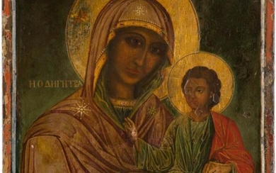 A VERY LARGE ICON SHOWING THE HODIGITRIA MOTHER OF...