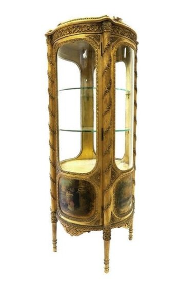 A Vernis Martin-style giltwood vitrine cabinet