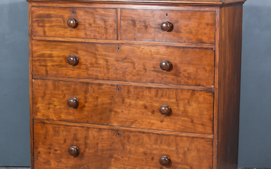 A Victorian Mahogany Chest with moulded edge to top, fitted...