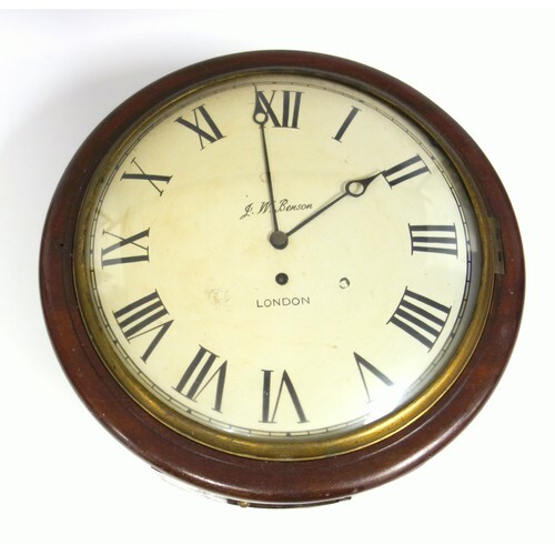 A Victorian mahogany cased wall clock, the circular dial wit...