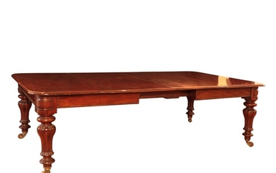 A WILLIAM IV MAHOGANY EXTENDING DINING TABLE the top with r...