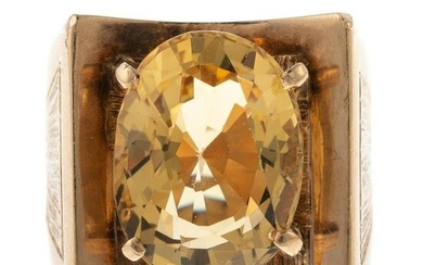 A Wide Contemporary Citrine Ring in 18K