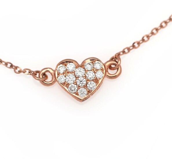 SOLD. A diamond bracelet with a pendant in the shape of a heart set with numerous diamonds, mounted in 18k rose gold. L. app. 15.5-16.5-18 cm. – Bruun Rasmussen Auctioneers of Fine Art
