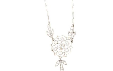 A fine Edwardian amethyst and diamond pendant necklace