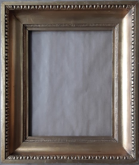 A gold plated late Empire frame. 1830s. Carved gilded wood. Visible size 32.5×26 cm. Frame size 46.5×40 cm.