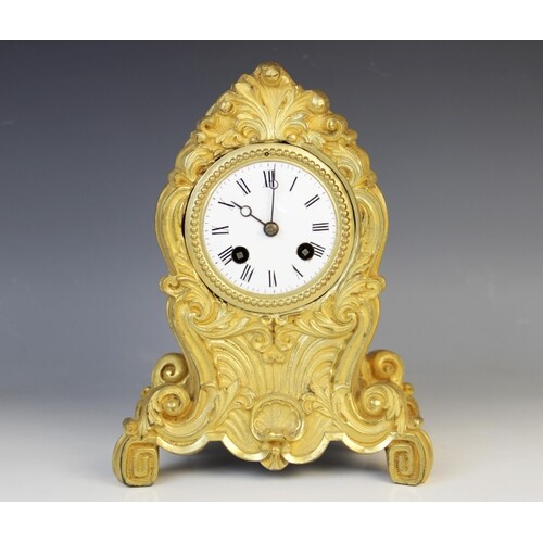 A late 19th century French Japy Freres ormolu mantel clock, ...