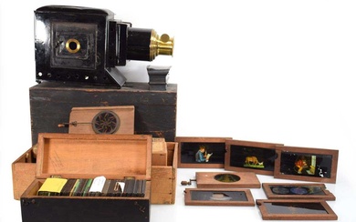 A late 19th/early 20th century magic lantern together with a...