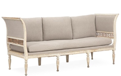 SOLD. A painted Swedish Gustavian settee. Stockholm, late 18th century. L. 190 cm. – Bruun Rasmussen Auctioneers of Fine Art
