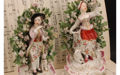 A pair of Derby patch mark figures, Shepherd and Shepherdess...