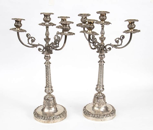 A pair of Italian silver candelabra - Naples, Gabriele Sisino...