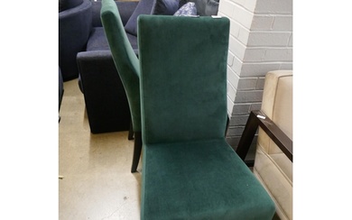 A pair of green upholstered side chairs
