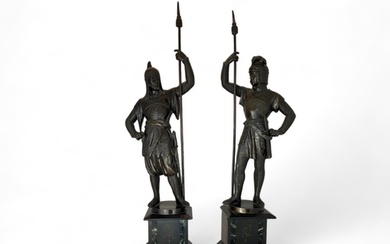A pair of late 19th century Italian patinated bronze spelter...