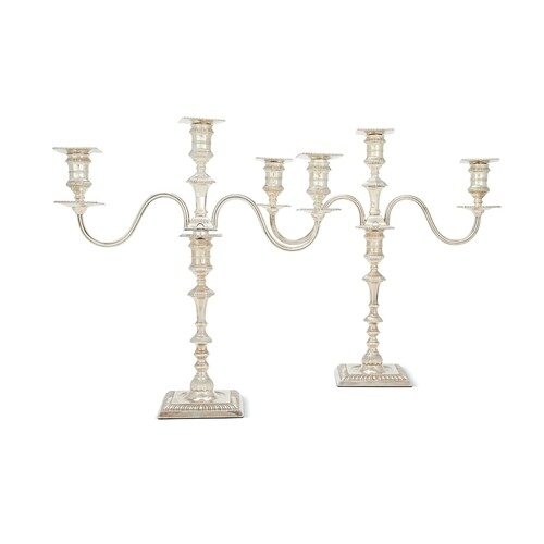 A pair of late Victorian silver 3-light candelabra in early ...