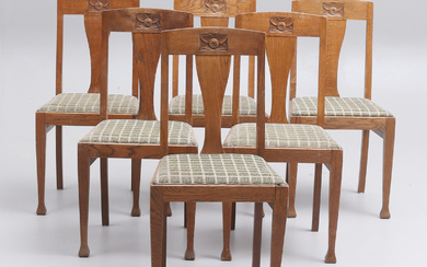 A set of 6 oak chairs, Äpplet, late 20th century.
