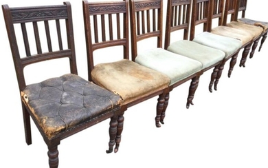 A set of eight nineteenth century oak dining chairs,...