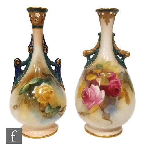 A small early 20th Century Royal Worcester posy vase, Hadley...