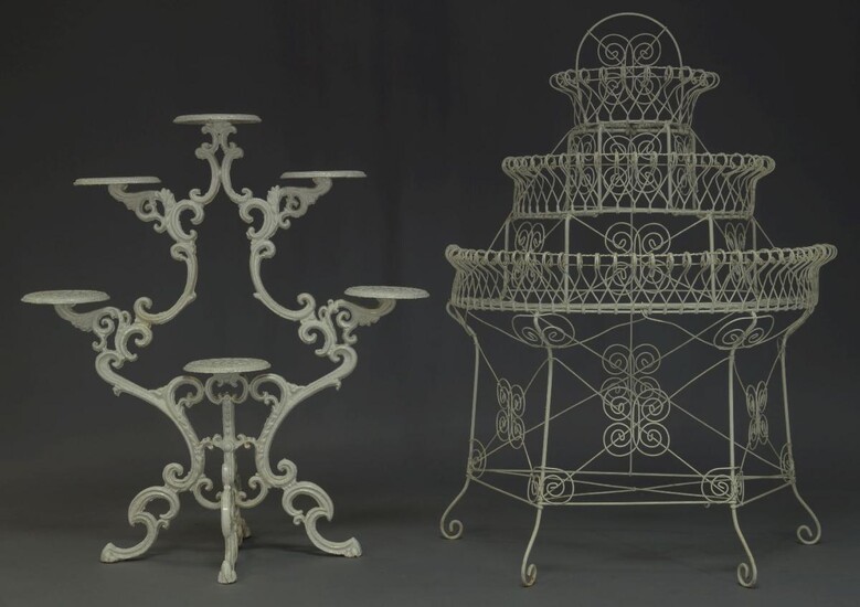 A white-painted cast-iron jardinière stand, second half 20th Century, of...