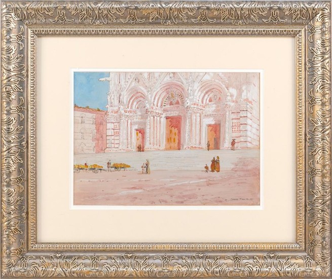AMERICAN SCHOOL, Early 20th Century, "Siena, Feb. 16. 05",, Watercolor and gouache on paper, 10" x 14". Framed 21" x 25".