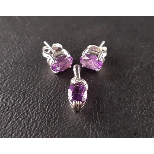 AMETHYST PENDANT WITH MATCHING EARRINGS the pendant with ova...