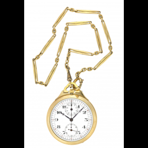 ANONYMOUS, Chronograph Gent's 18K gold pocket watch, with chain...