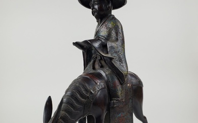 ARTS ASIATIQUES Japon, fin de l'époque Meiji "Le poète Toba sur sa mule" Groupe en...