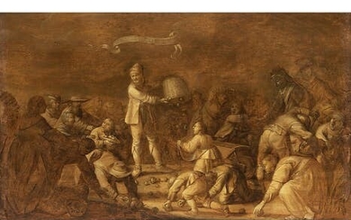 Adriaen Pietersz van de Venne, 1589 Delft – 1662 Den Haag, zug., T WIL AL RAAPEN (JEDER RAFFT SO VIEL ALS ER KANN)