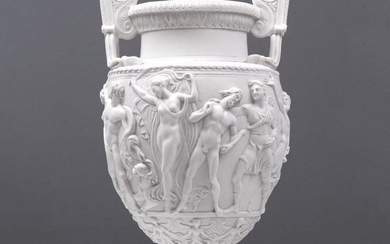 After Charles Townley Classic Figural Greek White Marble Formed Urn - (19.8lbs)