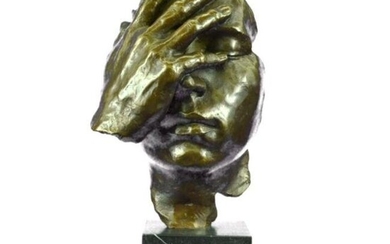 After Dali, Abstract Face Bronze Sculpture