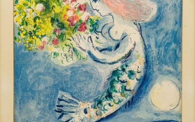 After Marc Chagall (French/Russian, 1887-1985) Lithograph in Colors on Paper, 1961, H 39" W 24"