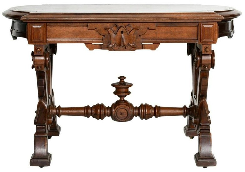 American Victorian Walnut Library Table