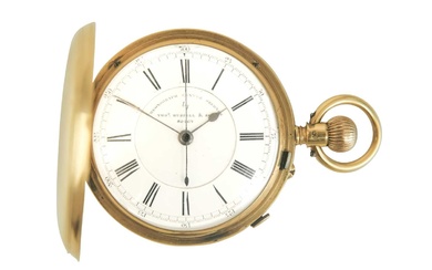 An 18ct chronometer centre seconds crown wind full hunter pocket watch by Thomas Russell & Son.