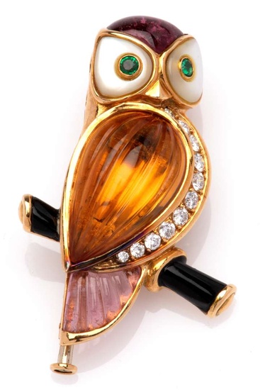 An 18k gold gem set brooch, by Van Cleef & Arpels
