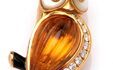 An 18k gold gem set brooch, by Van Cleef & Arpels