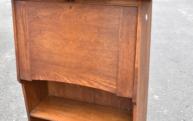 An Arts and Crafts oak bureau bookshelf , width approx 77cm