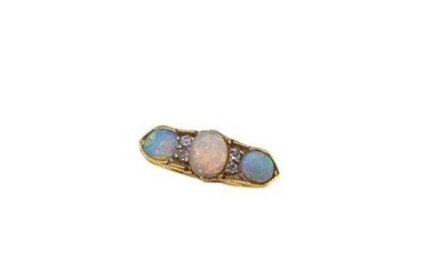 An Edwardian 18ct gold opal and diamond ring