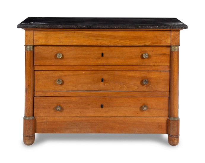 An Empire Style Mahogany Marble-Top Commode