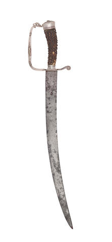 An English Silver-Mounted Hunting Hanger, Late 17th Century, Indistinct Silver Marks, Maker's Mark R