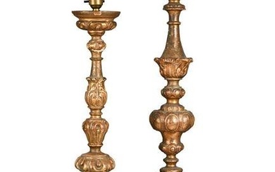 An Italian carved giltwood and gesso altar candlestick, 18th century