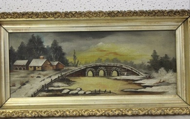 An Oil on Canvas of a Bridge