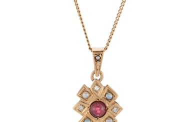 An early 20th century 9ct gold pink tourmaline, diamond and ...